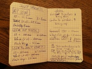 My cheat sheet for pistol targets ring sizes and clicking in various pistols