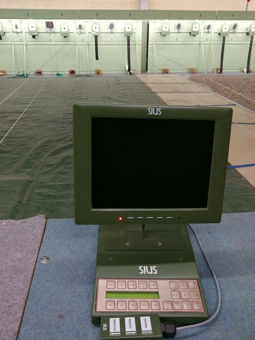 Electronic and traditional paper targets are used for training at Creil's shooting range